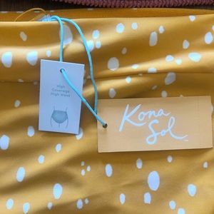 Kona Sol Yellow Polka-Dot Swimsuit Bikini Bottom 20W/22W